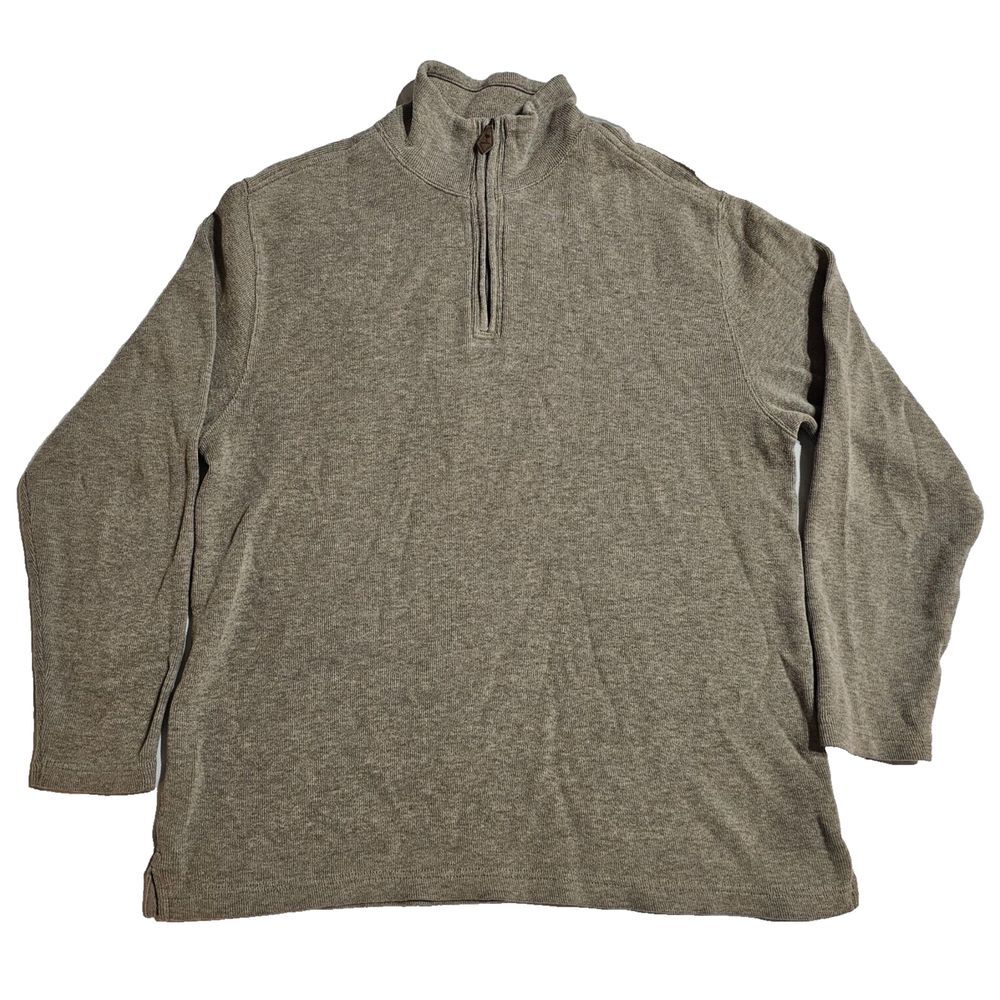Island Shores Men's Sweater Large Beige 1/4 Zip Long Sleeve Pullover Taupe Tan